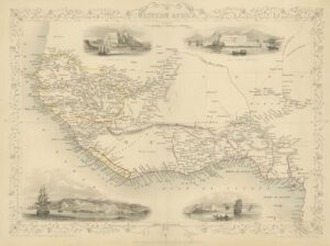 An early map showing West Africa and ports from which enslaved Africans were taken.