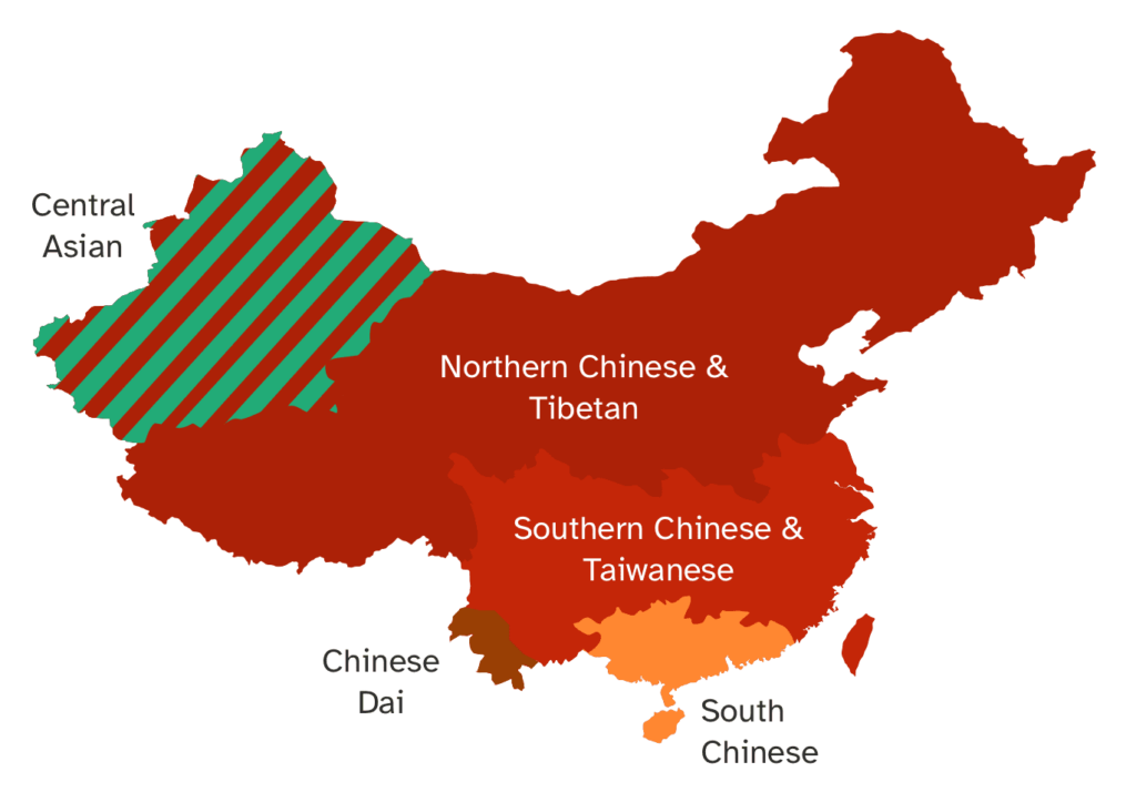 The five Ancestry Composition population regions within China.