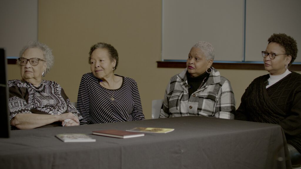 A photo of Agnes, left, with her daughters, Vicki Winston, Sharon Green, and Barbara Hart.