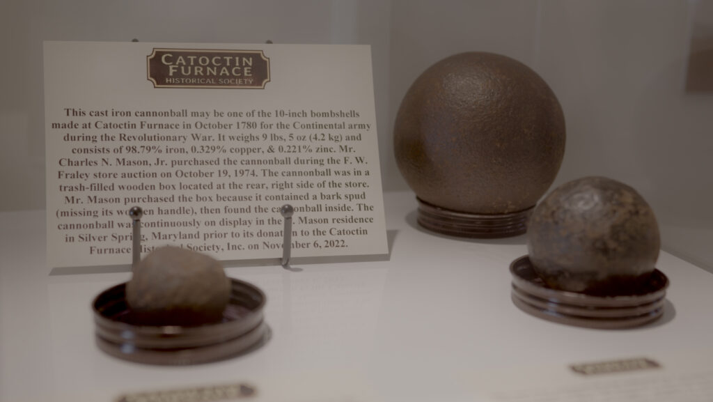 Photo of cannon balls produced at the Catoctin Furnace.