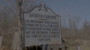 A historic marker of the Catoctin Furnace