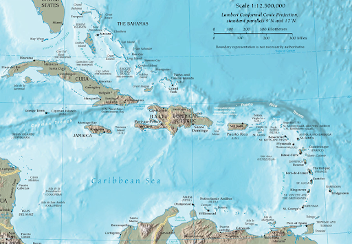 Map of the Caribbean from Wikimedia Commons