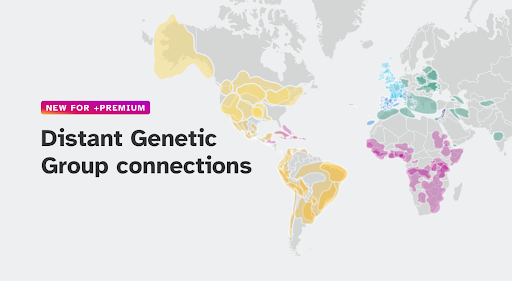 A map of the world showing where 23andMe has updated Distant Genetic Groups