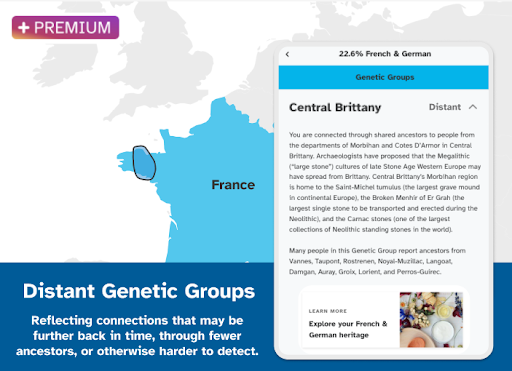 A map showing distant genetic groups in France

