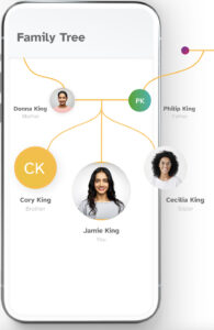 An image of 23andMe's Family Tree on a mobile phone.