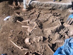 A photo showing the archeological dig where the skeletal remains of Vikings believed to be killed in the St. Brice's Day Massacre in Oxford England.