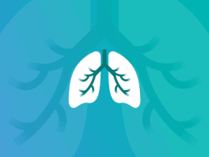 Illustration of lungs on a background with a larger illustration of lungs